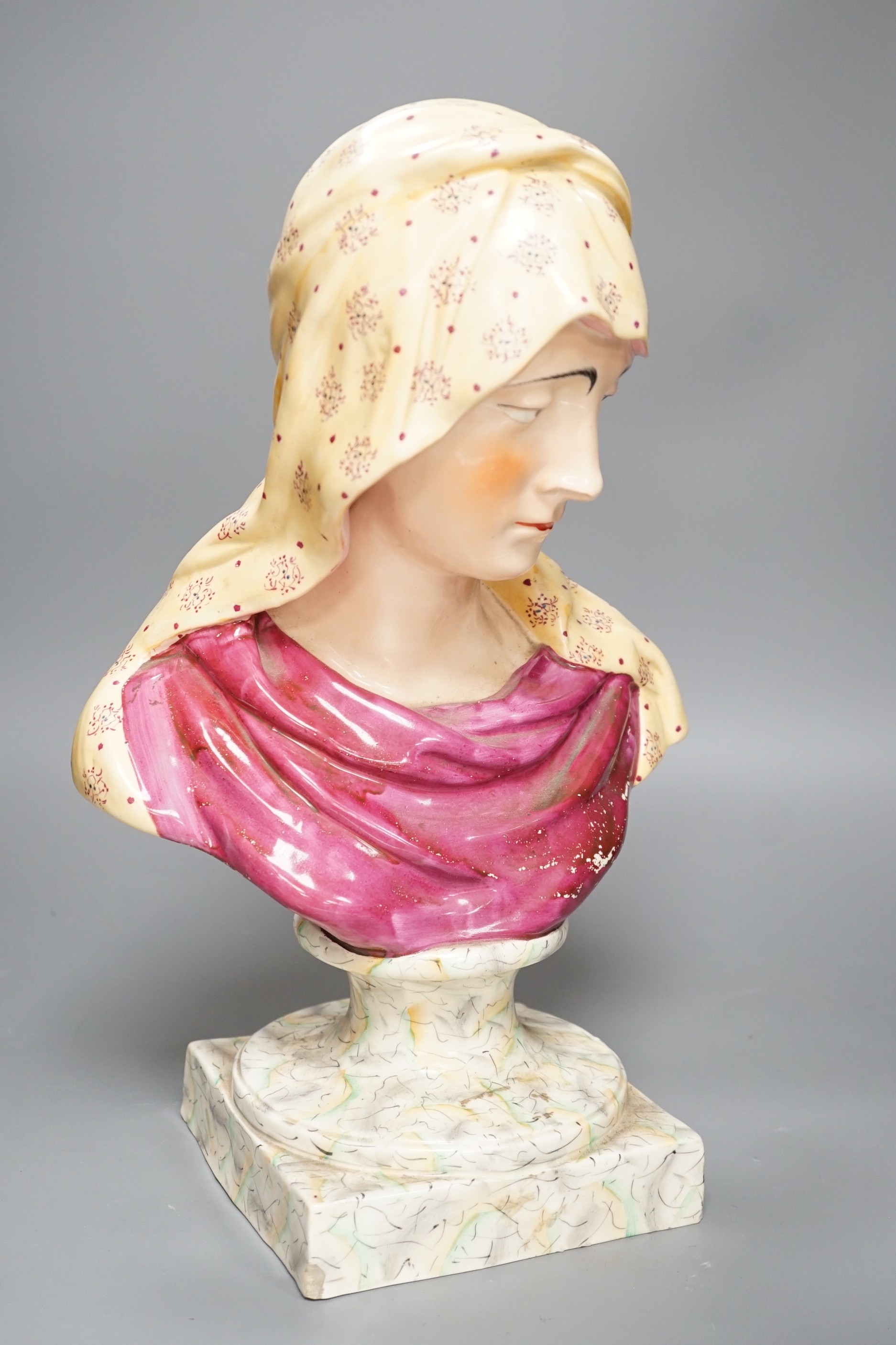 A large Staffordshire pottery bust of the Pieta, early 20th century, 39cm